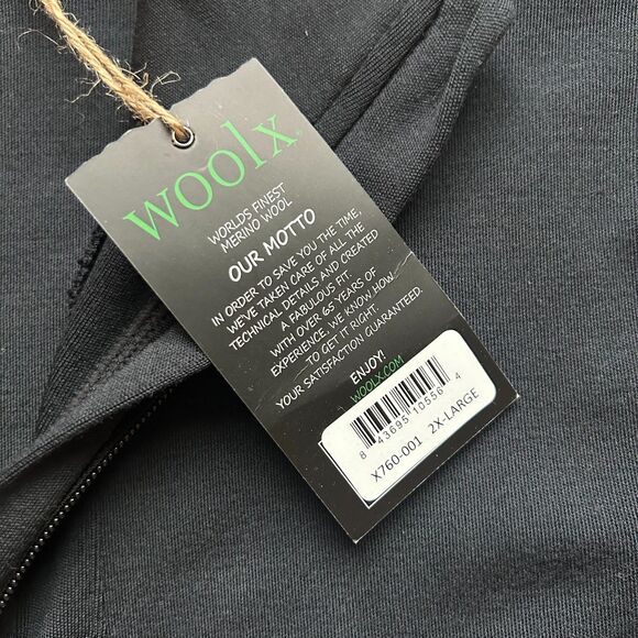 WoolX 100% Merino Wool Full Zip Sweater, Black, 2XL, NWT - Picture 5 of 11
